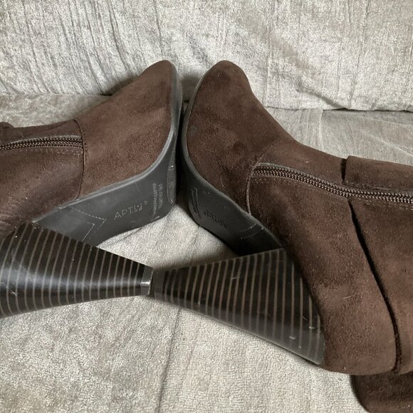 Apt 9 Black Slouchy Zip Side Ladies Dress Boots With Buckle 4” Heel size 10 - Picture 5 of 11